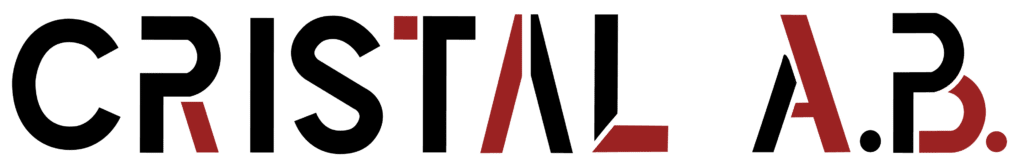 Logo CRISTAL A.B. : Design Moderne et Identité Visuelle Logo CRISTAL A.B. noir et rouge bordeaux, typographie géométrique moderne et minimaliste.